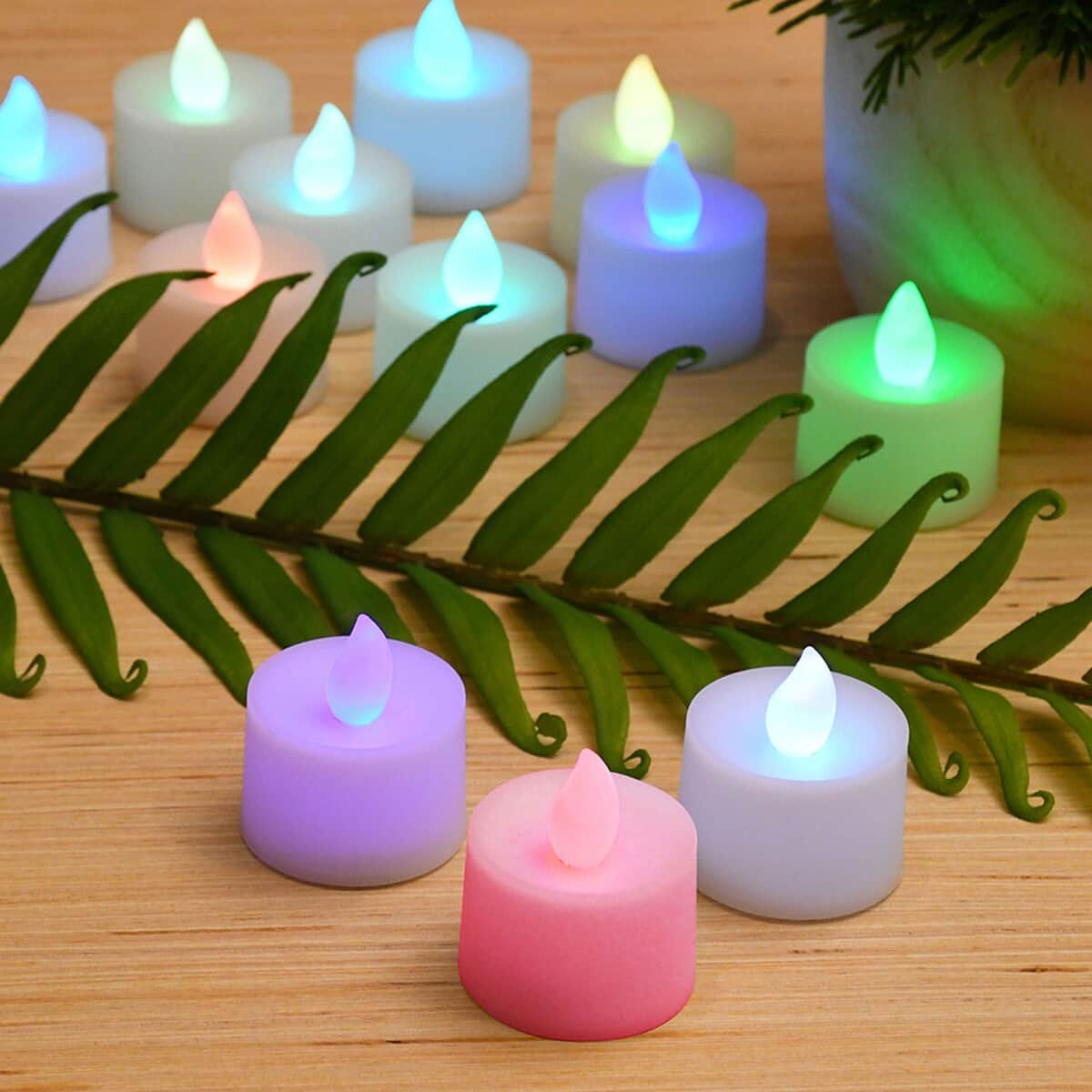 Halloween-Battery Powered Color Changing LED Tealights 12 Lights image number 1