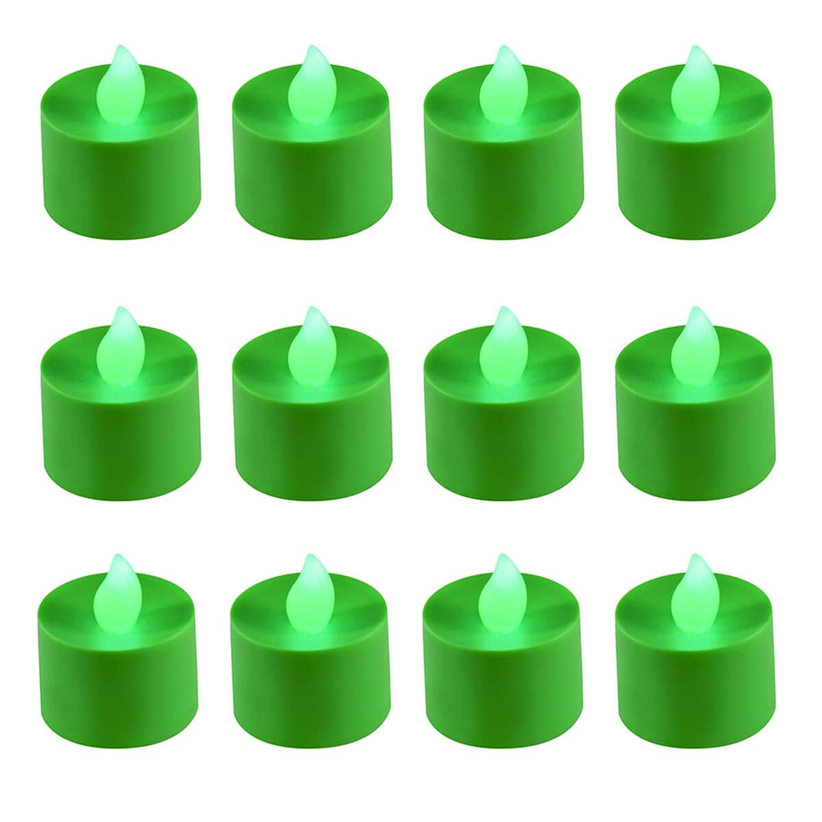 Halloween-Battery Powered Green LED Tealights 12 Lights image number 0