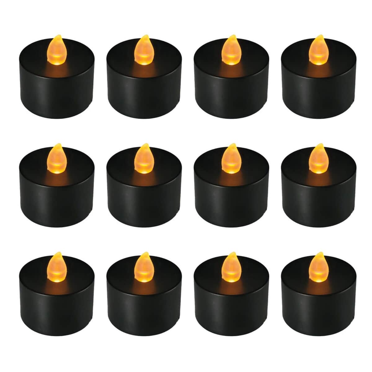 Halloween-Battery Powered Black LED Tealights 12 Lights image number 0
