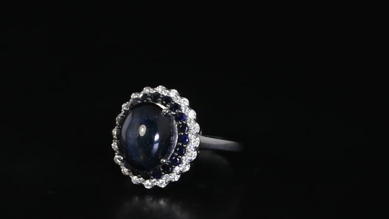 Blue Star Sapphire (DF) and Multi Gemstone Double Halo Ring in Platinum Over Sterling Silver 5.10 ctw (Del. in 7-10 Days)