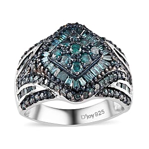 Blue Diamond 1.50 ctw Ring in Platinum Over Sterling Silver (Size 7.0)