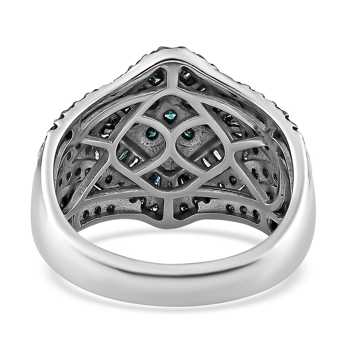 Blue Diamond 1.50 ctw Ring in Platinum Over Sterling Silver (Size 7.0) image number 4