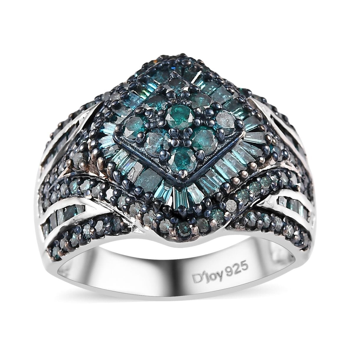 Blue Diamond 1.50 ctw Ring in Platinum Over Sterling Silver (Size 8.0) image number 0
