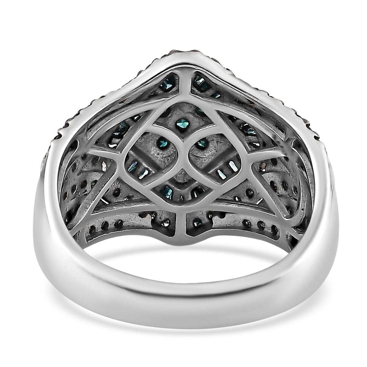 Blue Diamond (IR) Ring in Platinum Over Sterling Silver (Size 9.0) 1.50 ctw image number 4