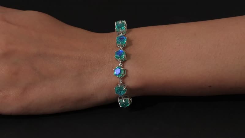 Peacock Quartz (Triplet) Link Bracelet in Platinum Over Sterling Silver (6.50 In) 23.75 ctw