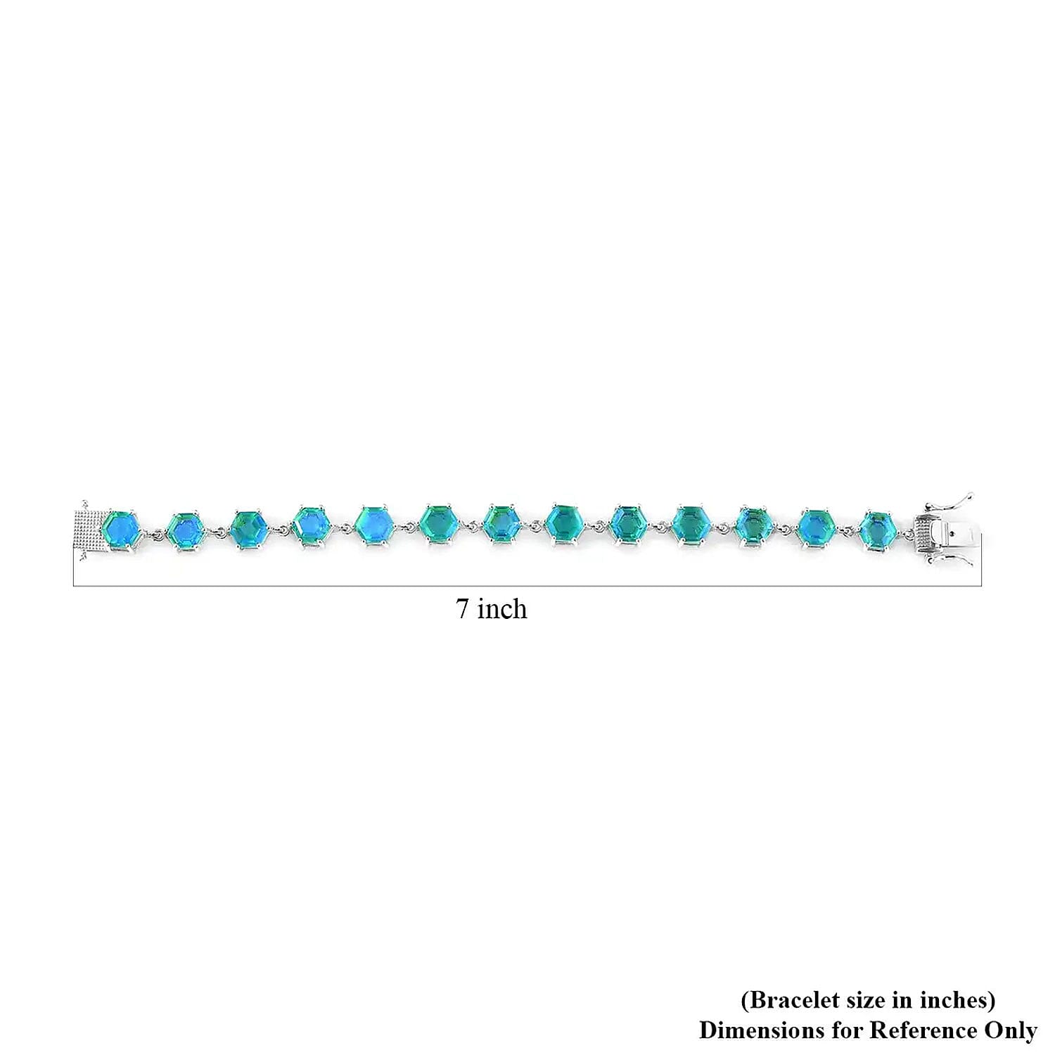 D'Joy Peacock Quartz (Triplet) 23.75 ctw Link Bracelet in Platinum Over Sterling Silver (6.50 In)