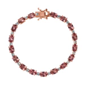 Premium Blush Apatite and Blue Apatite Bracelet in Vermeil Rose Gold Over Sterling Silver (7.25 In) 15.65 ctw