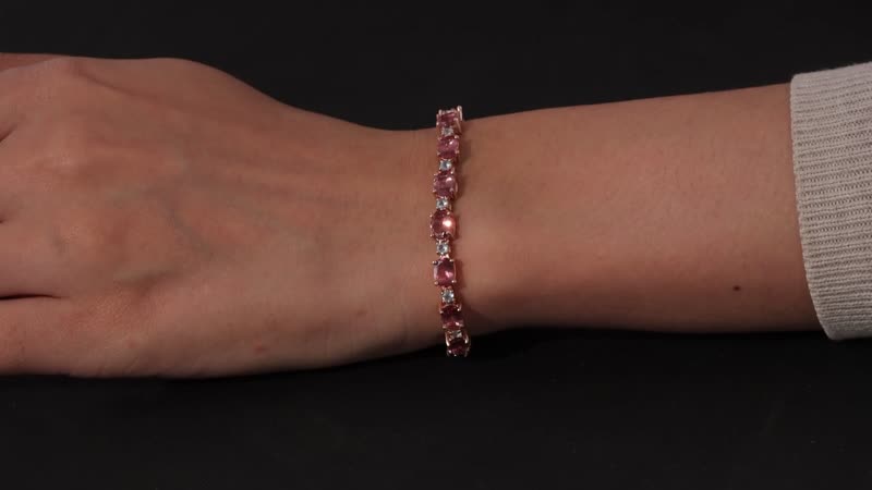 Premium Blush Apatite and Blue Apatite Bracelet in Vermeil Rose Gold Over Sterling Silver (7.25 In) 15.65 ctw