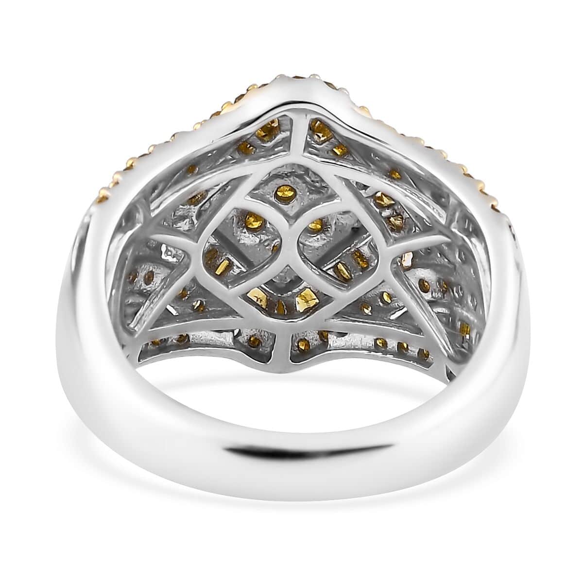 Yellow Diamond Ring in Platinum Over Sterling Silver (Size 6.0) 1.50 ctw image number 4