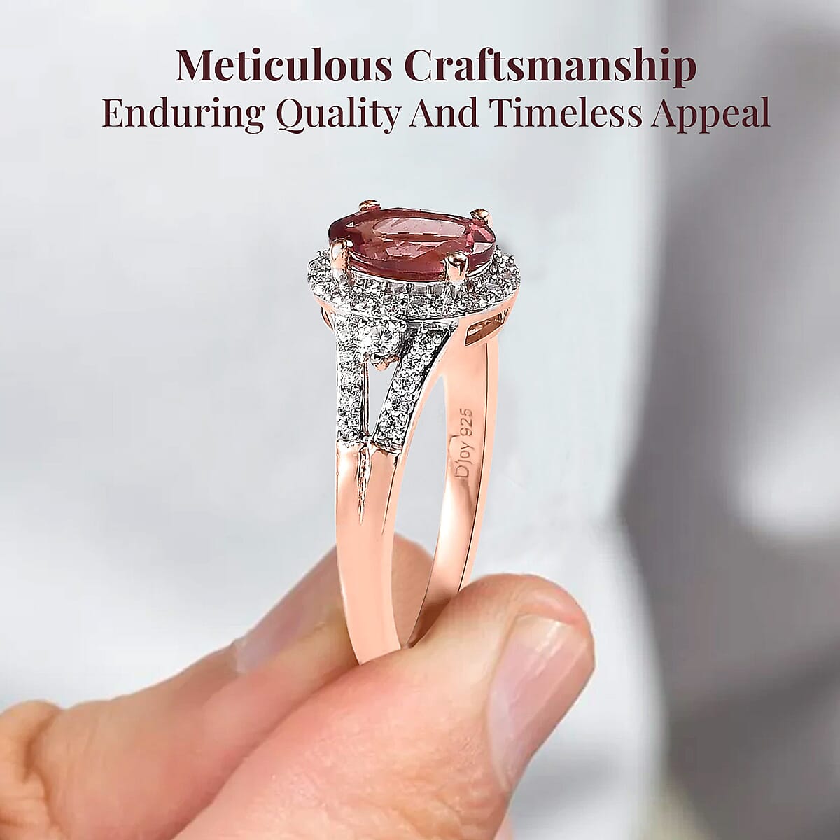 Blush Apatite and Moissanite Halo Ring in Vermeil Rose Gold Over Sterling Silver 1.70 ctw image number 3