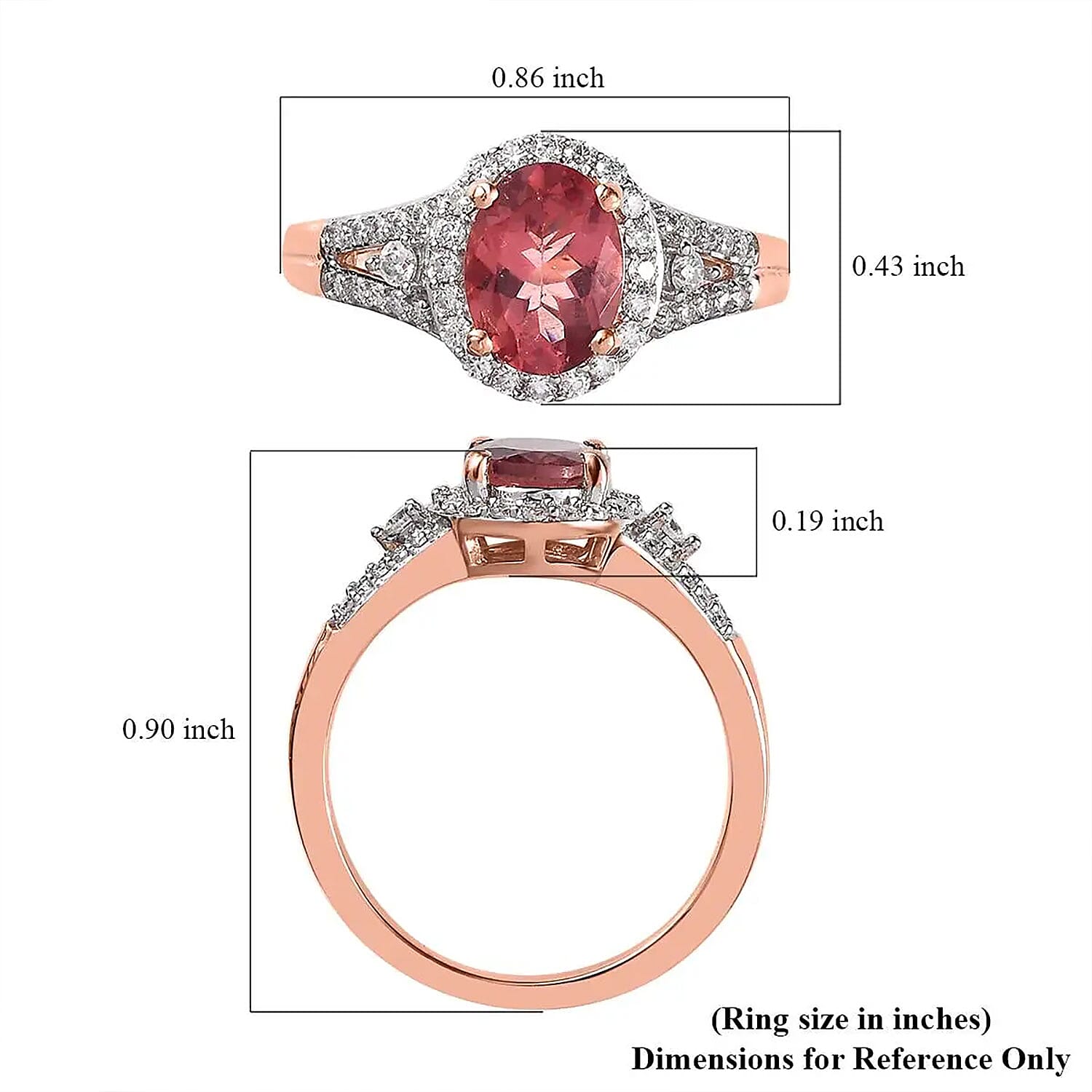 Blush Apatite and Moissanite Halo Ring in Vermeil Rose Gold Over Sterling Silver (Size 10.0) 1.70 ctw