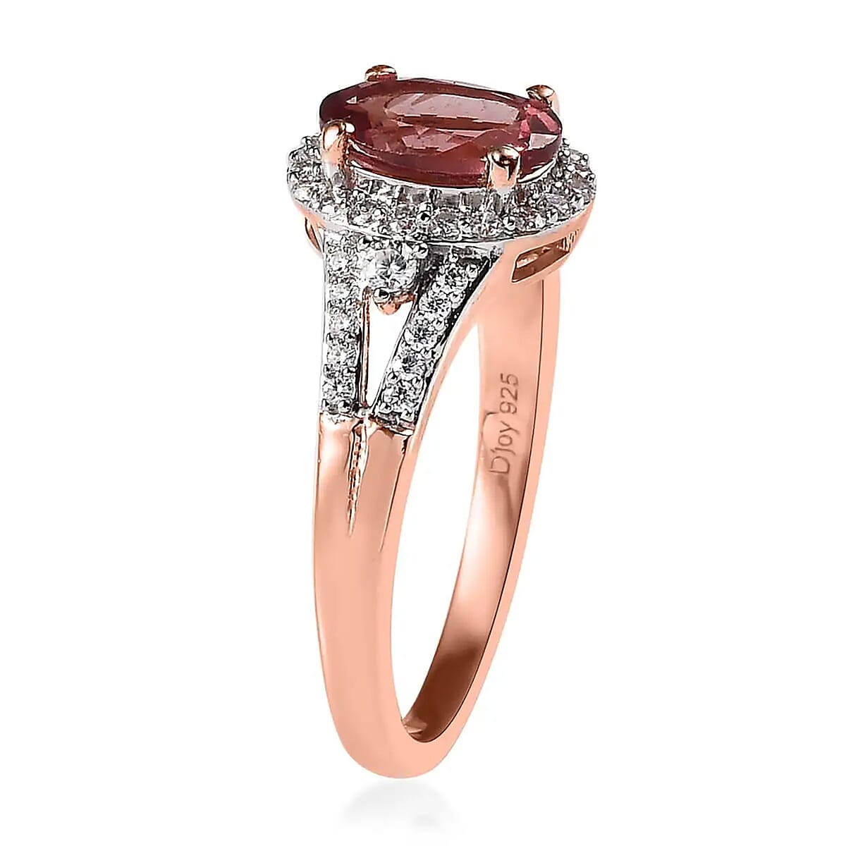 Blush Apatite and Moissanite Halo Ring in Vermeil Rose Gold Over Sterling Silver 1.70 ctw image number 9