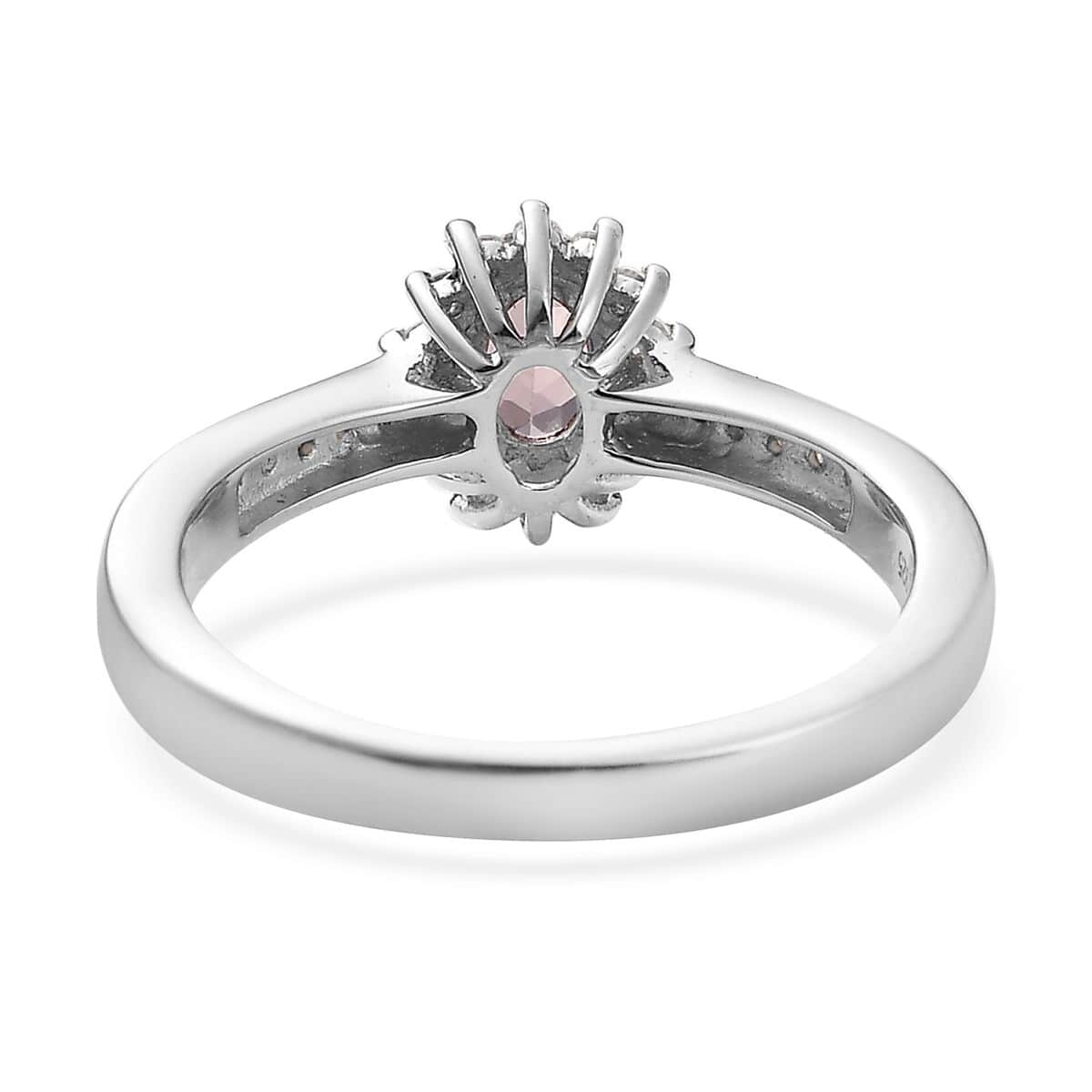 Blush Apatite and Moissanite Sunburst Ring in Platinum Over Sterling Silver 0.75 ctw image number 4