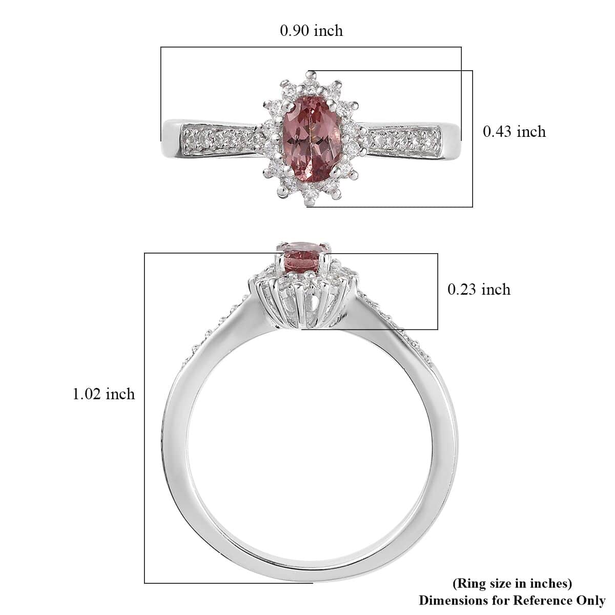 Blush Apatite and Moissanite Sunburst Ring in Platinum Over Sterling Silver 0.75 ctw image number 5