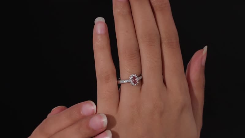 Blush Apatite and Moissanite Sunburst Ring in Platinum Over Sterling Silver 0.75 ctw