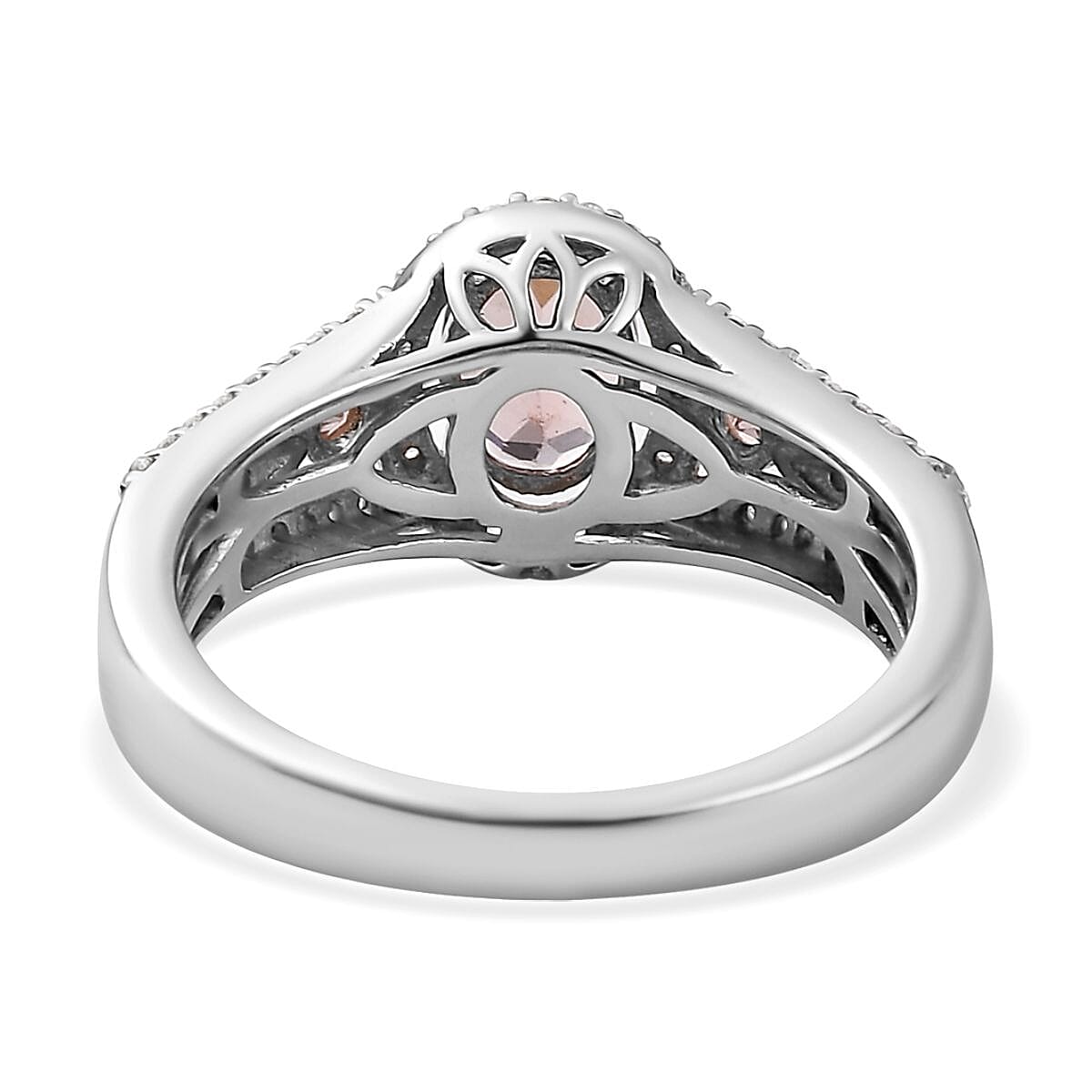 Blush Apatite, Champagne and White Zircon Ring in Platinum Over Sterling Silver (Size 6.0) 1.40 ctw image number 4
