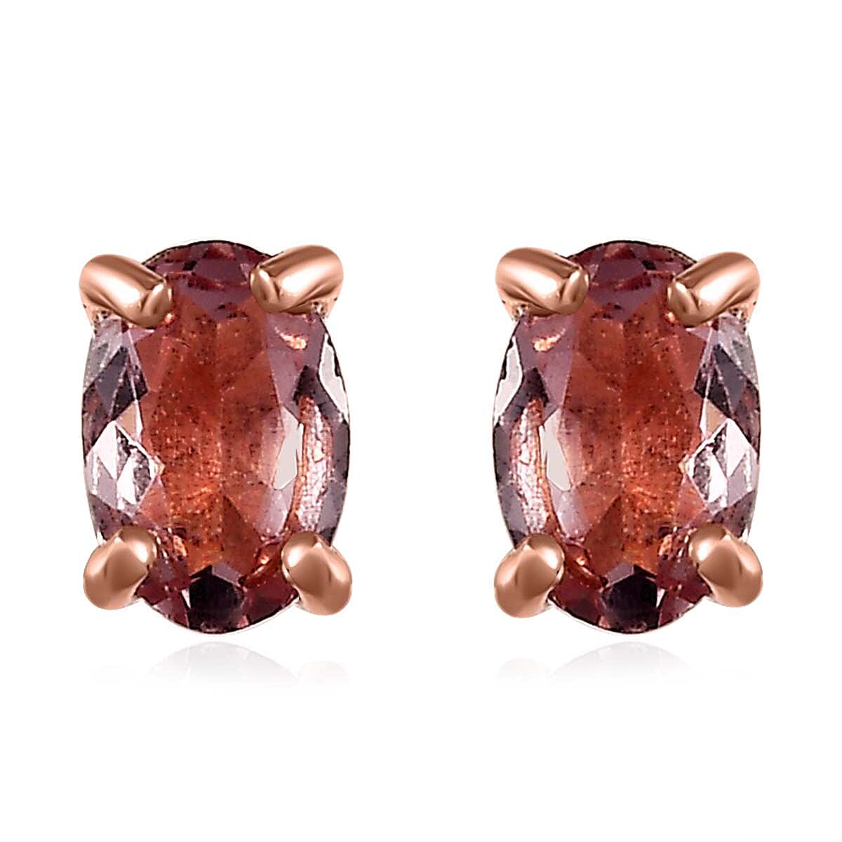 Blush Apatite Solitaire Stud Earrings in Vermeil Rose Gold Over Sterling Silver 1.00 ctw