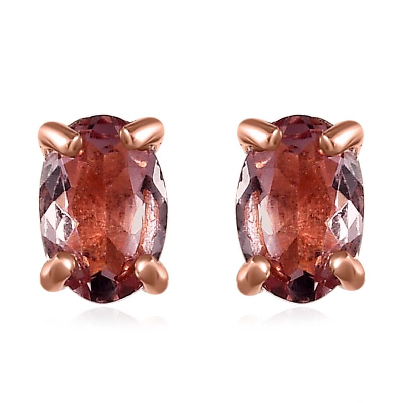 Blush Apatite Solitaire Stud Earrings in Vermeil Rose Gold Over Sterling Silver 1.00 ctw