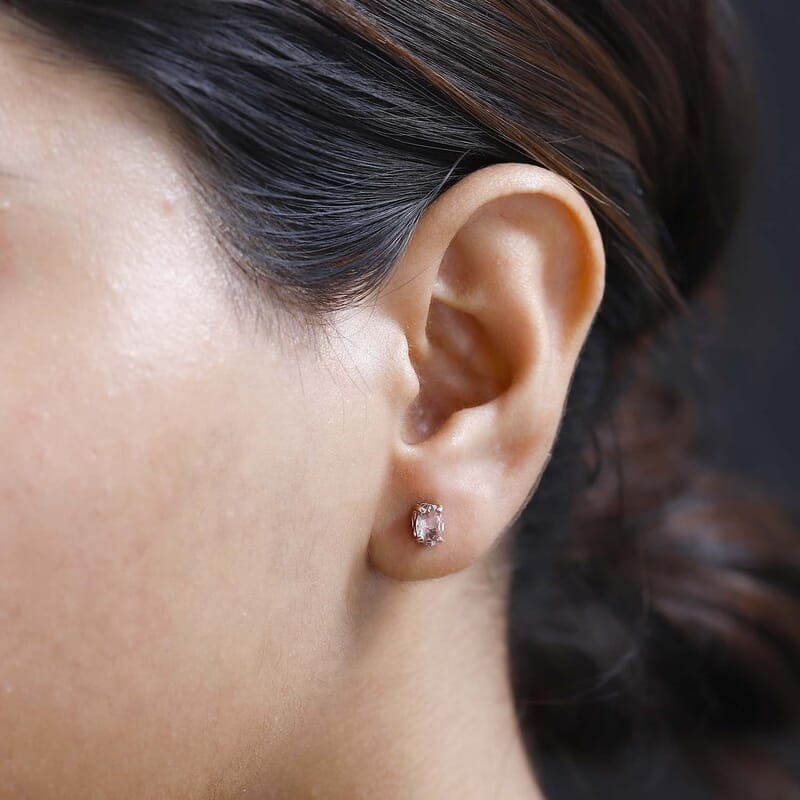 Blush Apatite Solitaire Stud Earrings in Vermeil Rose Gold Over Sterling Silver 1.00 ctw