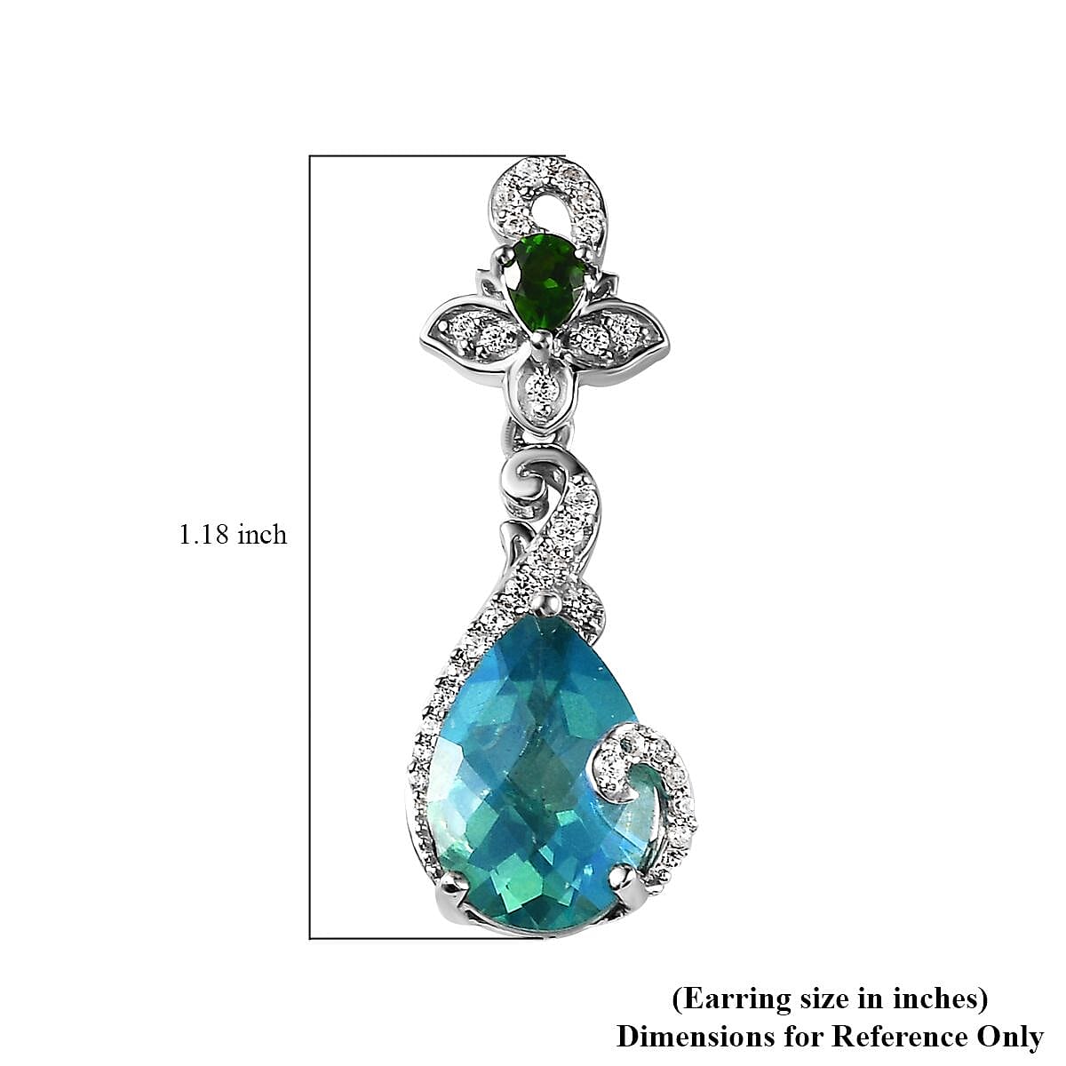Peacock Quartz (Triplet) and Multi Gemstone Dangle Earrings in Platinum Over Sterling Silver 7.70 ctw