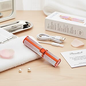 Livmore Beautech 2-in-1 Rechargeable Waterproof Lady Shaver with 2 Replaceable Heads and LED Light - Champagne