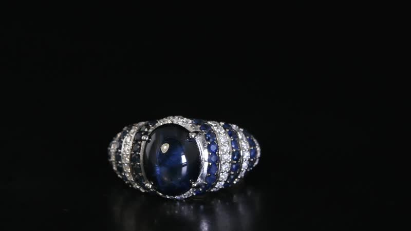 Blue Star Sapphire (DF) and Multi Gemstone Ring in Platinum Over Sterling Silver 5.90 ctw (Del. in 7-10 Days)