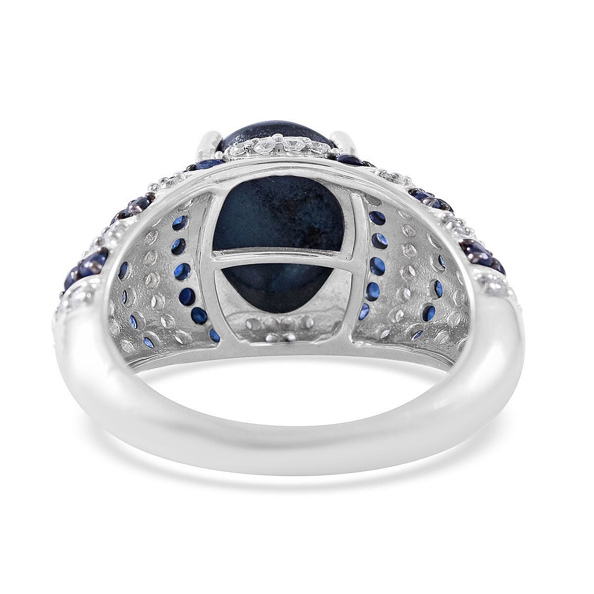 Blue Star Sapphire (DF) and Multi Gemstone Ring in Platinum Over Sterling Silver (Size 9.0) 6.15 ctw image number 3