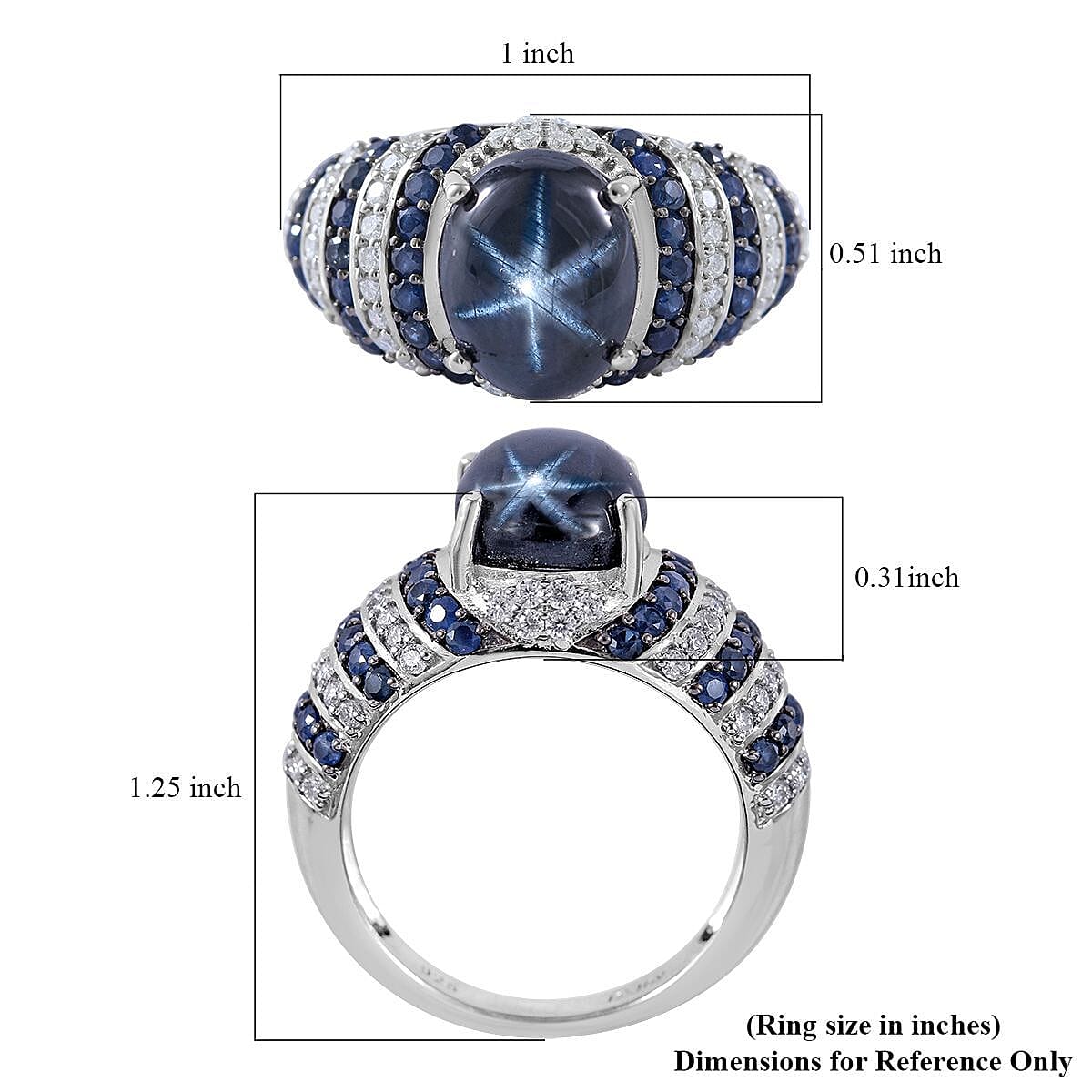 Blue Star Sapphire (DF) and Multi Gemstone Ring in Platinum Over Sterling Silver (Size 9.0) 6.15 ctw image number 4