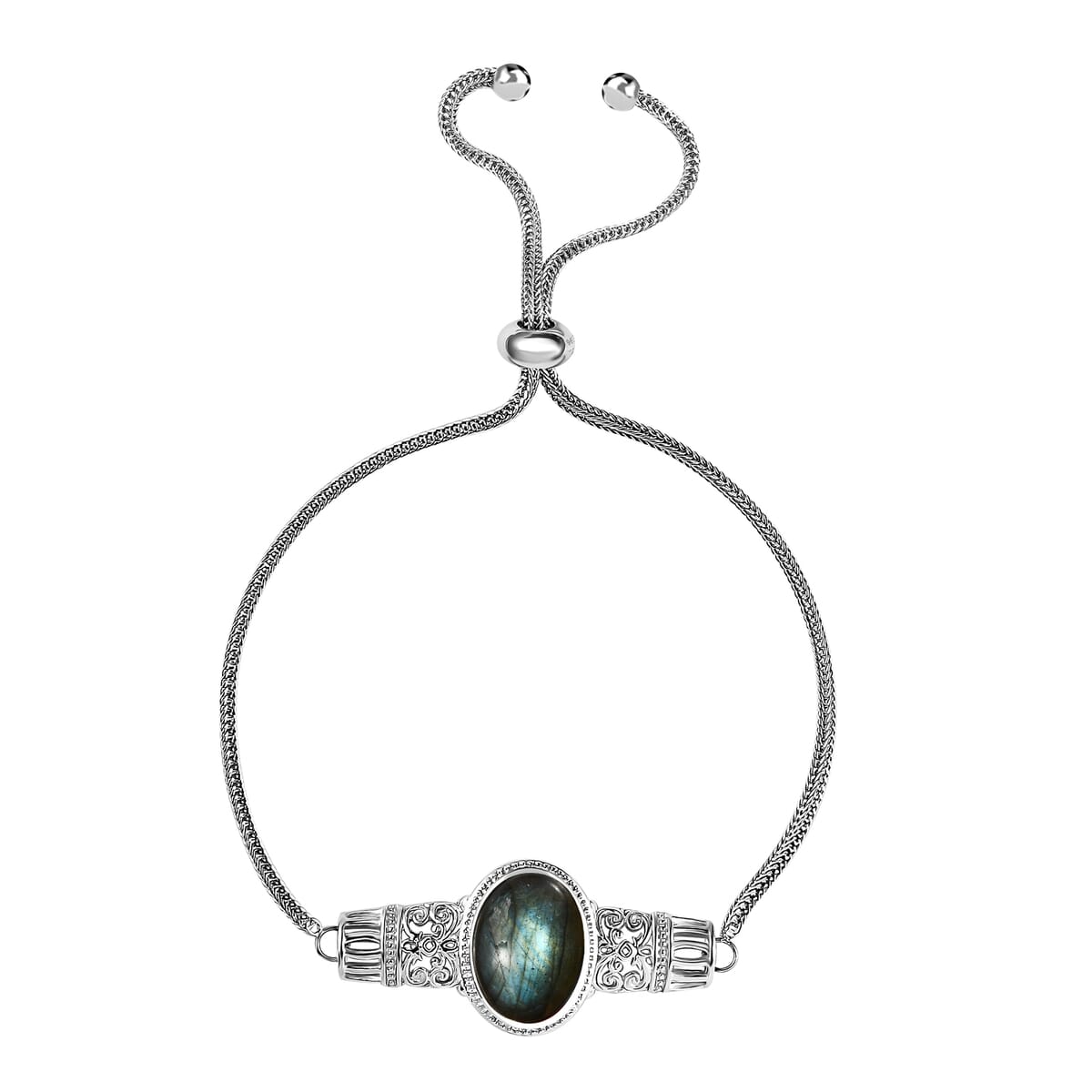 Karis Mojave Malagasy Labradorite Bolo Bracelet in Platinum Bond (10.50 In) 6.10 ctw image number 0