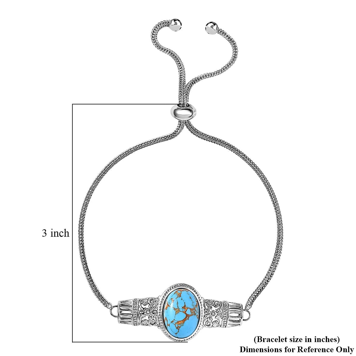 Karis Mojave Blue Turquoise Bolo Bracelet in Platinum Bond 5.85 ctw image number 4