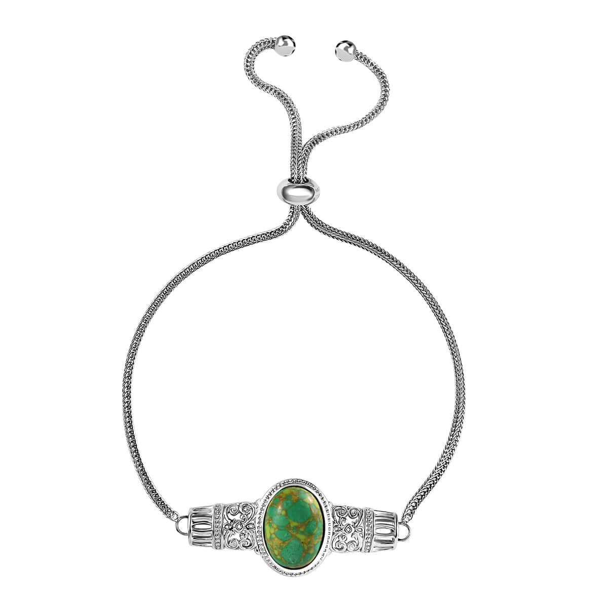 Karis Mojave Green Turquoise Bolo Bracelet in Platinum Bond 5.50 ctw image number 0