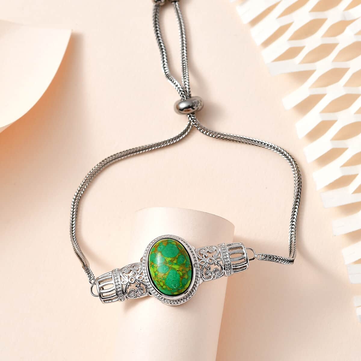 Karis Mojave Green Turquoise Bolo Bracelet in Platinum Bond 5.50 ctw image number 1