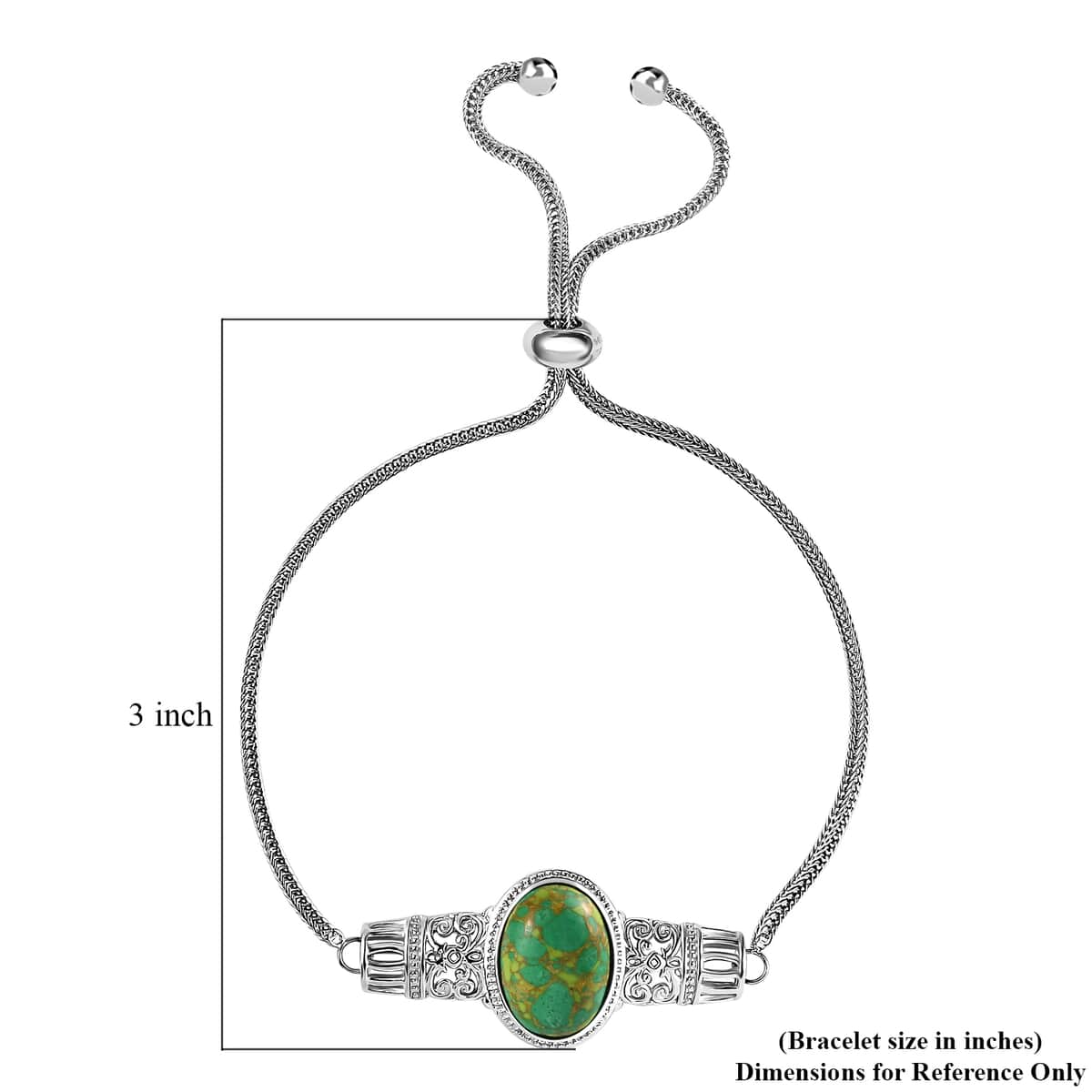 Karis Mojave Green Turquoise Bolo Bracelet in Platinum Bond 5.50 ctw image number 4