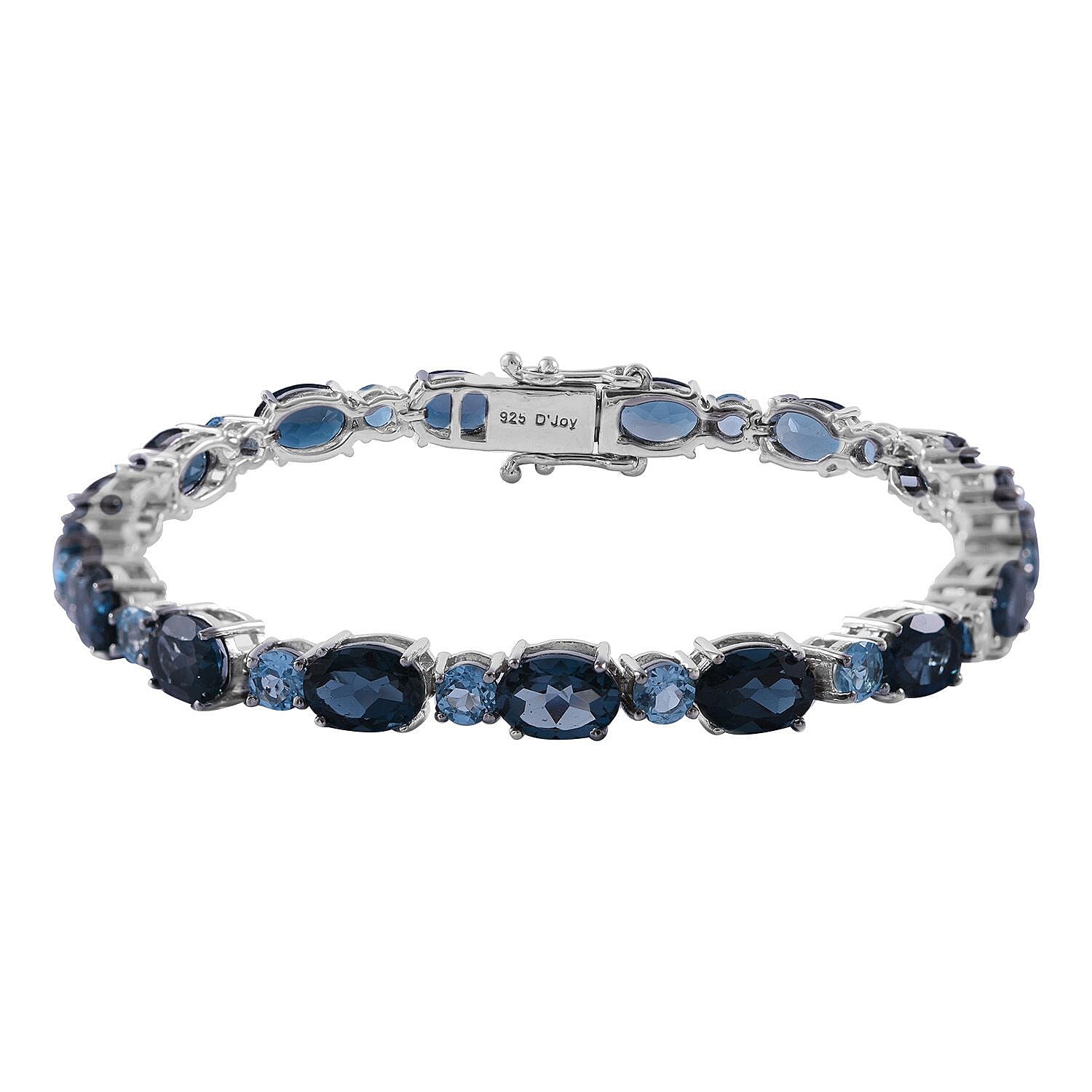 London Blue Topaz and Swiss Blue Topaz Bracelet in Platinum Over Sterling Silver (6.50 In) 16.50 ctw