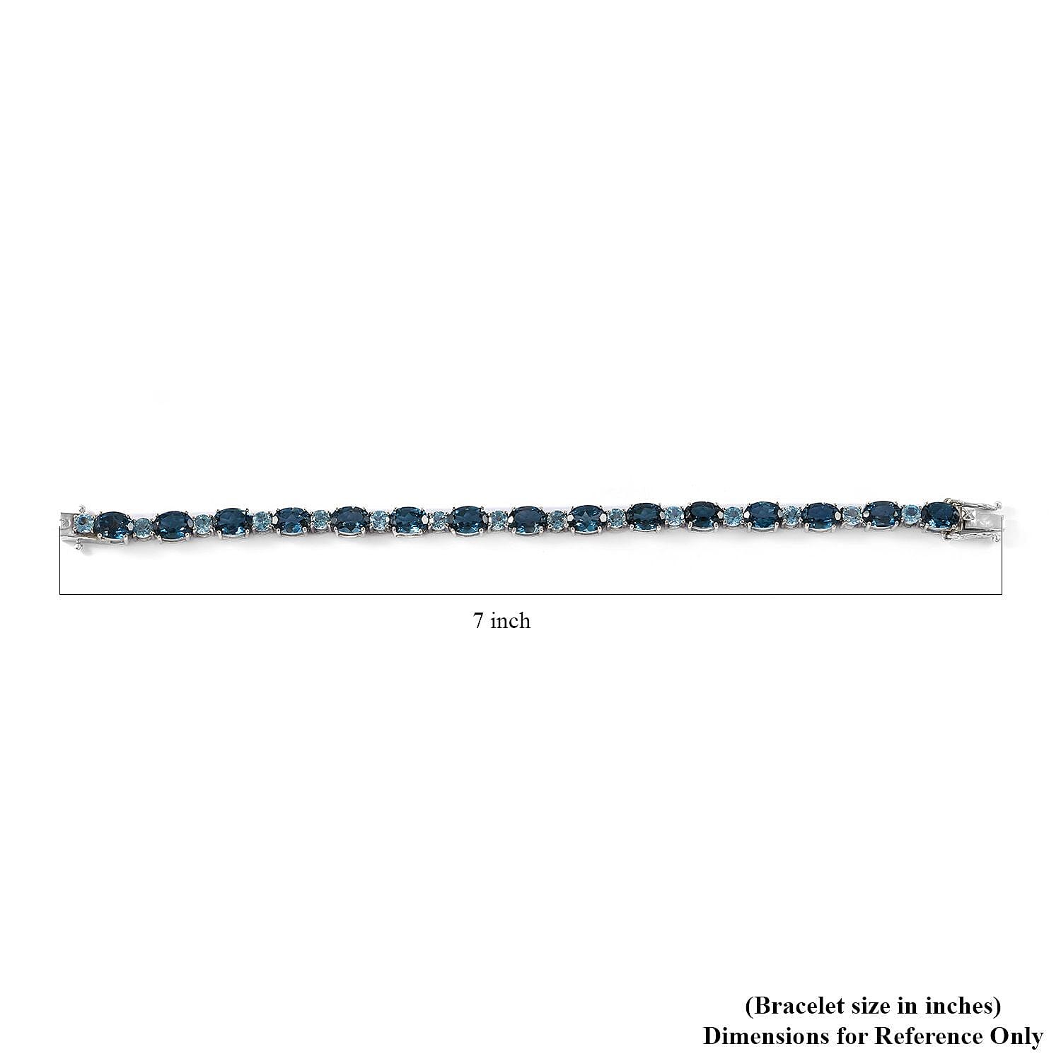 London Blue Topaz and Swiss Blue Topaz Bracelet in Platinum Over Sterling Silver (6.50 In) 16.50 ctw