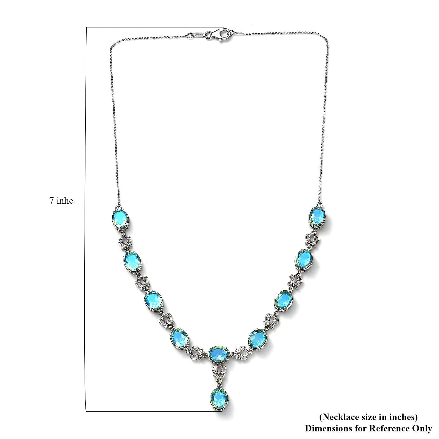 Peacock Quartz (Triplet) and Chrome Diopside Necklace 18 Inches in Platinum Over Sterling Silver 21.15 ctw