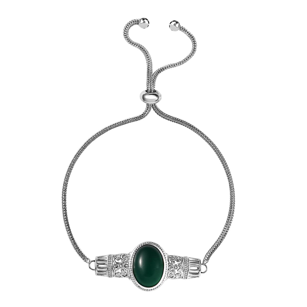 Karis Green Onyx Bolo Bracelet in Platinum Over 7.50 ctw image number 0