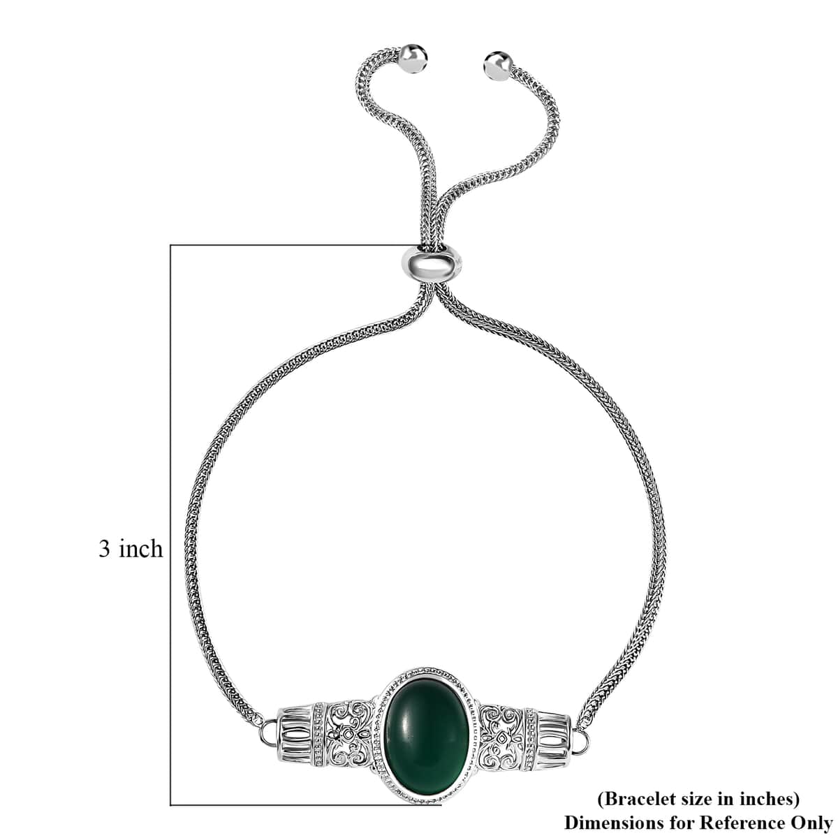 Karis Green Onyx Bolo Bracelet in Platinum Over 7.50 ctw image number 4