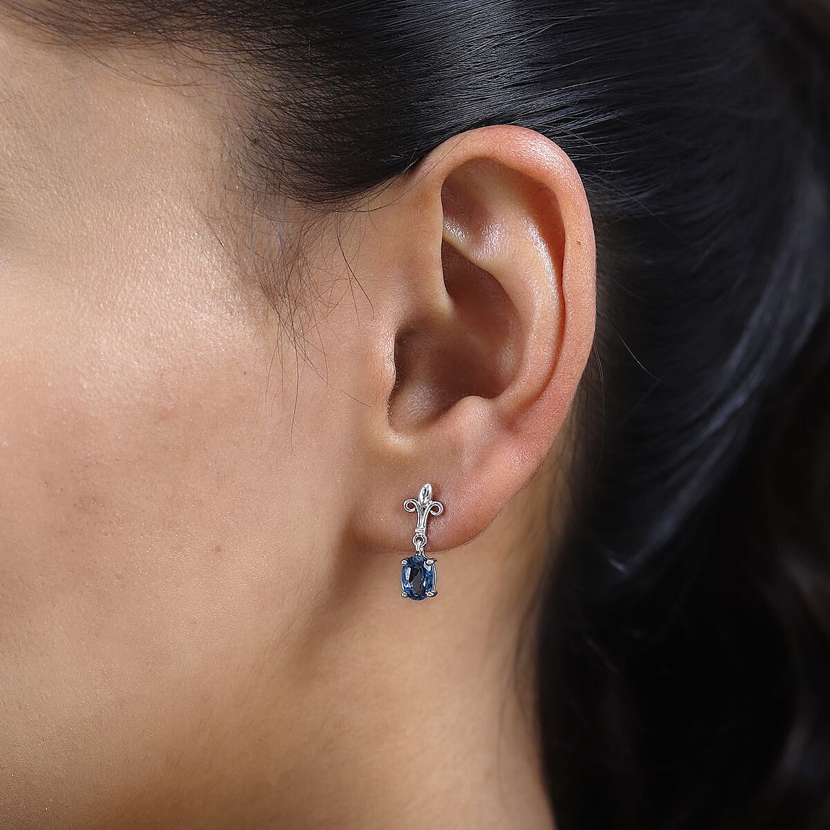 London Blue Topaz Dangle Earrings in Platinum Over Sterling Silver 1.75 ctw image number 2