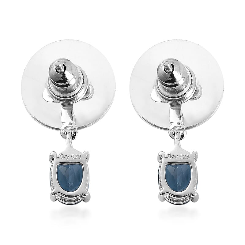 London Blue Topaz Dangle Earrings in Platinum Over Sterling Silver 1.75 ctw