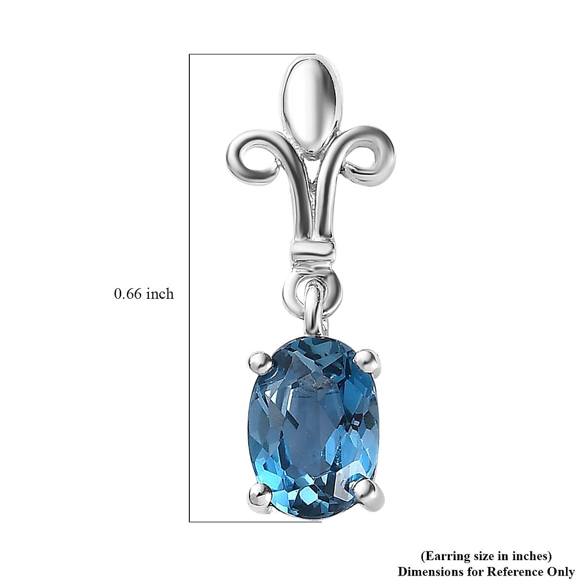 London Blue Topaz Dangle Earrings in Platinum Over Sterling Silver 1.75 ctw image number 5