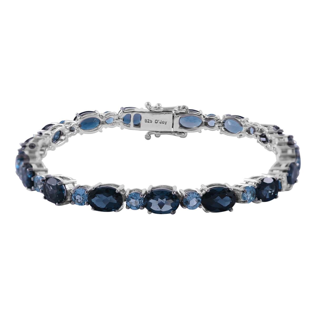 London Blue Topaz and Swiss Blue Topaz Bracelet in Platinum Over Sterling Silver (7.25 In) 18.70 ctw image number 0