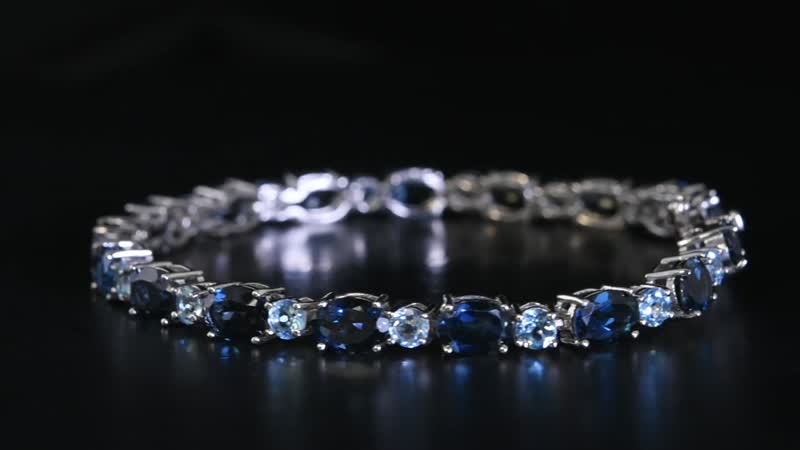 London Blue Topaz, Swiss Blue Topaz Bracelet in Platinum Over Sterling Silver (6.50 In) 16.50 ctw