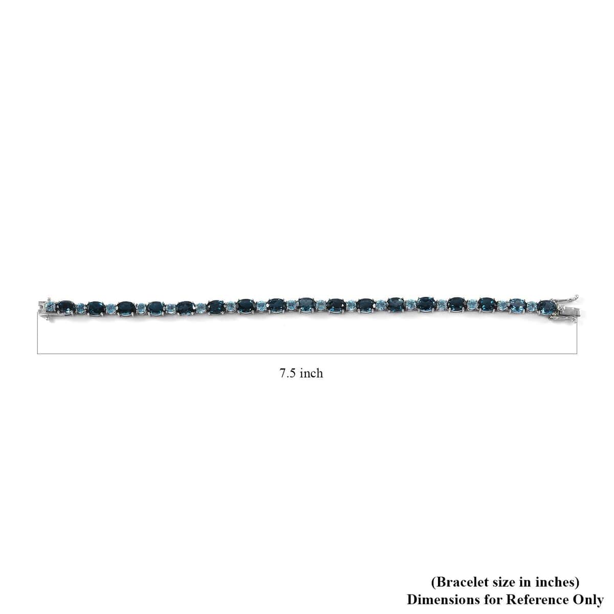 London Blue Topaz, Swiss Blue Topaz Bracelet in Platinum Over Sterling Silver (6.50 In) 16.50 ctw image number 3