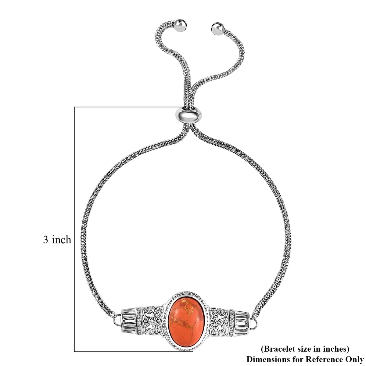 Karis Mojave Orange Turquoise Bolo Bracelet in Platinum Bond 5.65 ctw image number 4