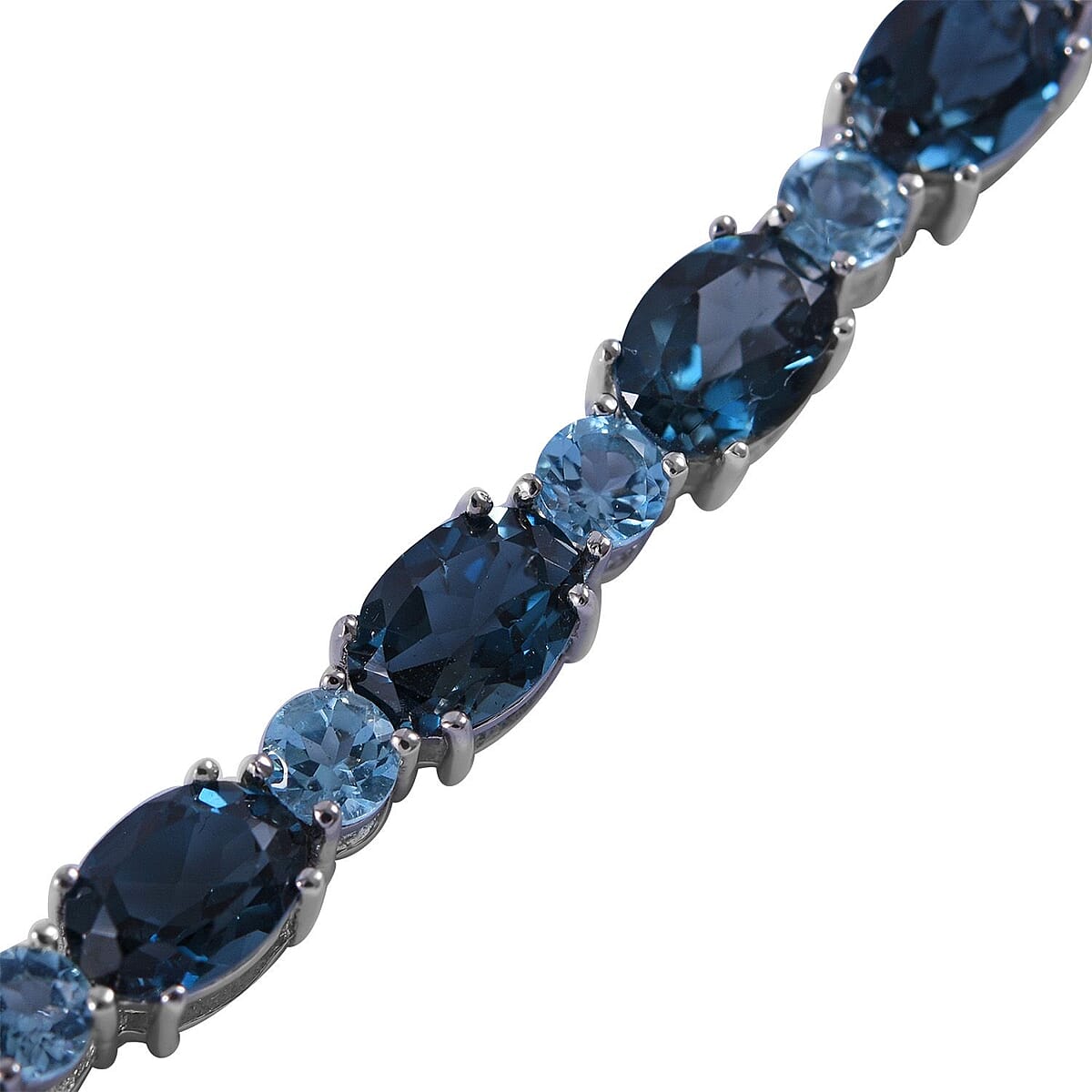 London Blue Topaz and Swiss Blue Topaz Bracelet in Platinum Over Sterling Silver (8.00 In) 20.90 ctw image number 1