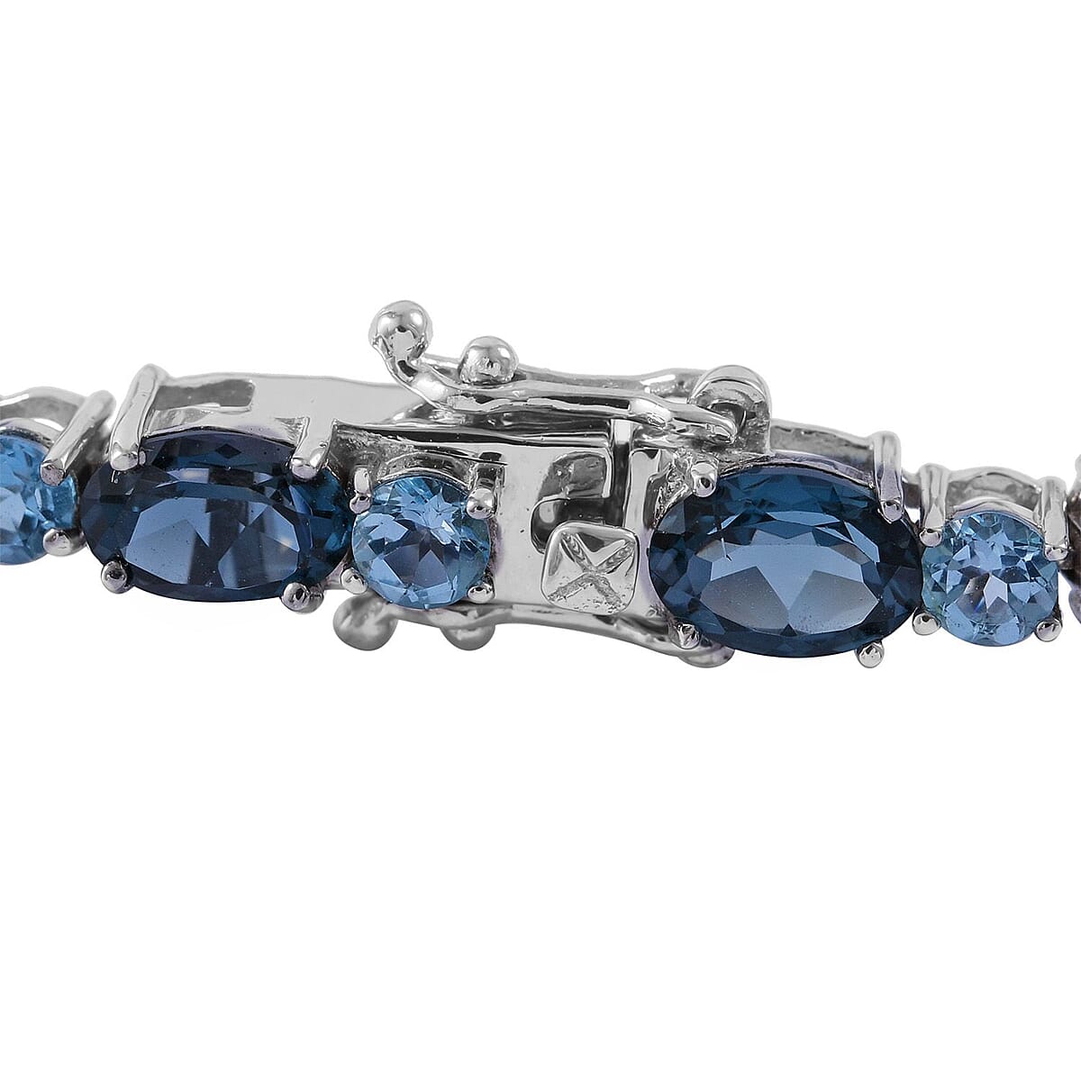 London Blue Topaz and Swiss Blue Topaz Bracelet in Platinum Over Sterling Silver (8.00 In) 20.90 ctw image number 2
