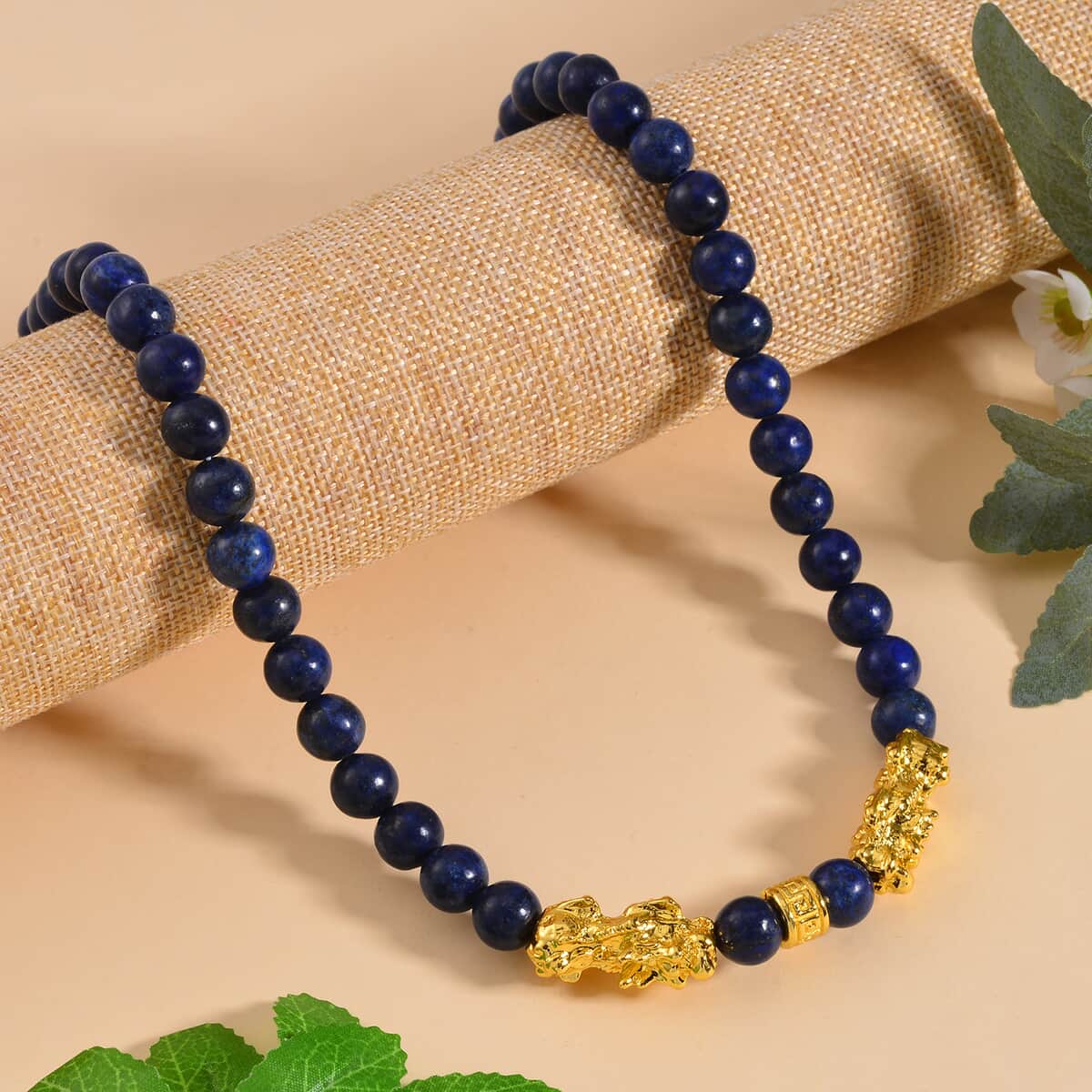 TLV Lapis Lazuli Pixiu and Beaded Necklace (18-20 Inches) in Goldtone 325.00 ctw image number 1