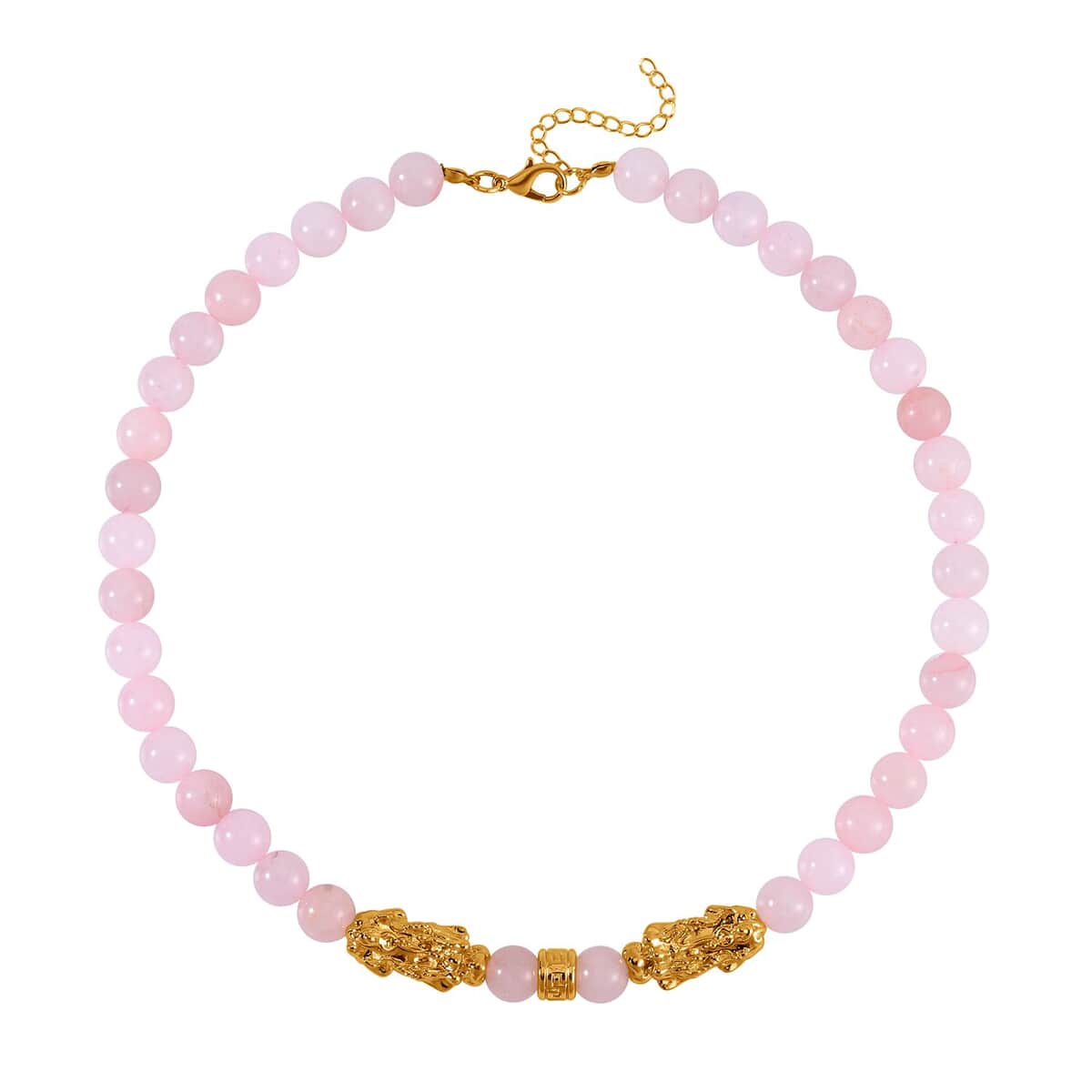 Galilea Rose Quartz Pixiu and Beaded Necklace 18-20 Inches in Goldtone 325.00 ctw image number 0