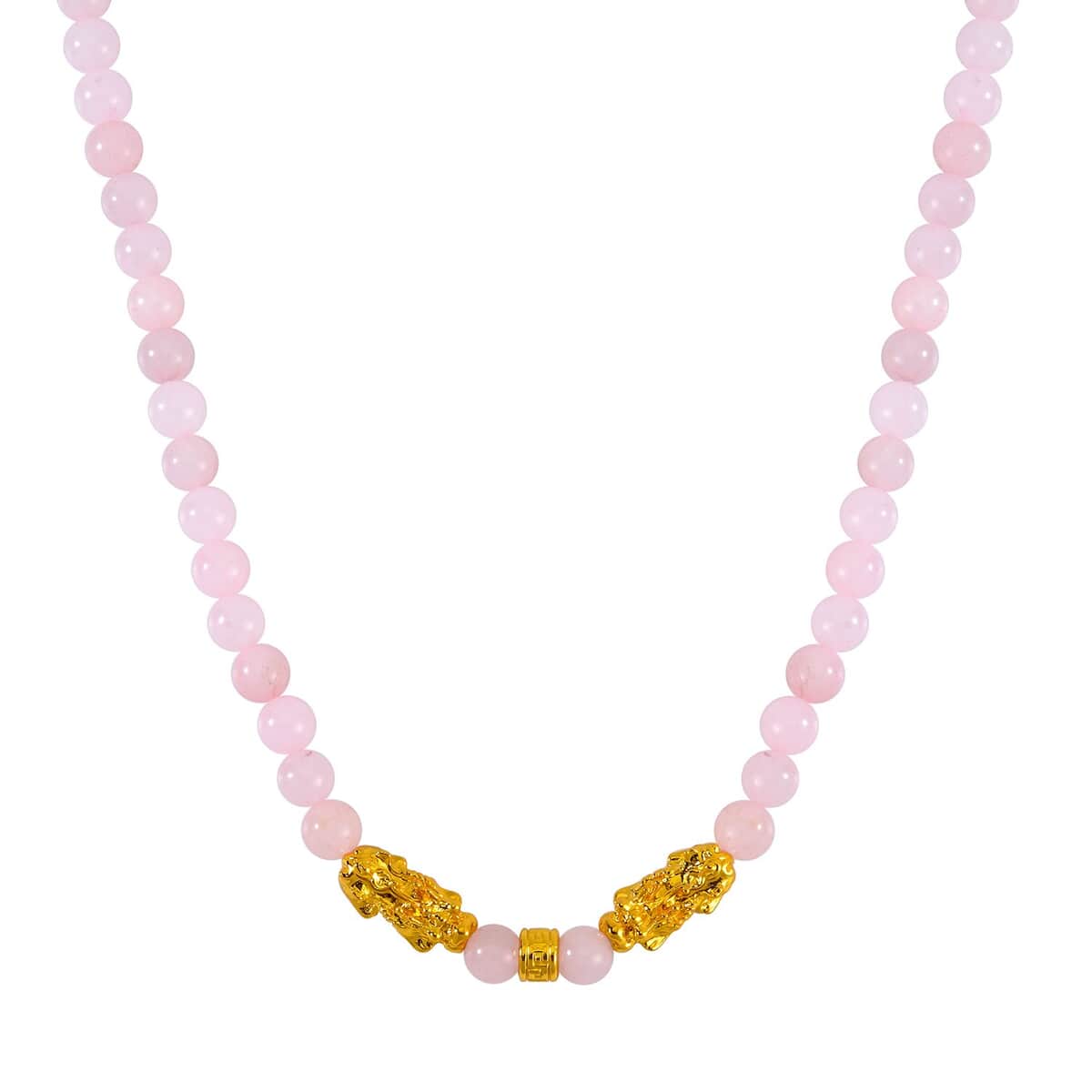 Galilea Rose Quartz Pixiu and Beaded Necklace 18-20 Inches in Goldtone 325.00 ctw image number 2